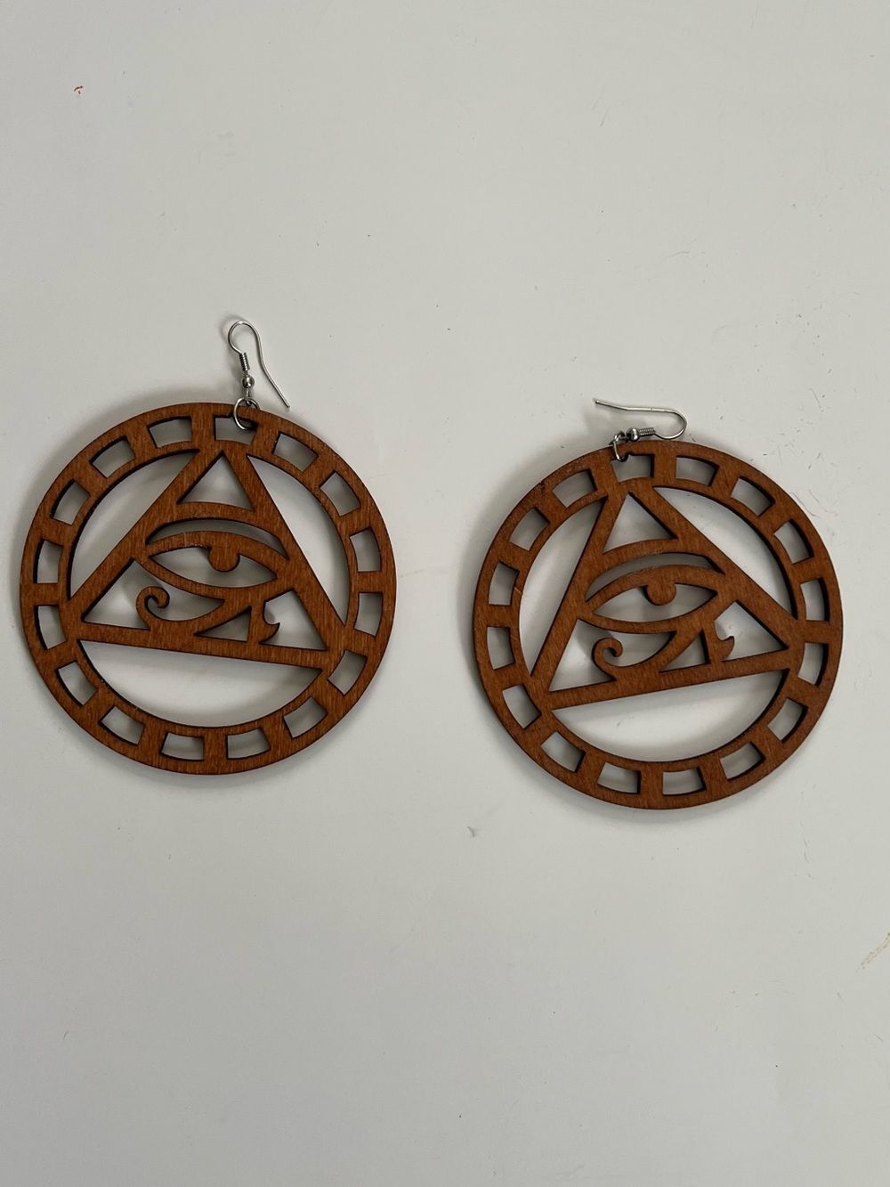 WoodenโEye of Providence Hoop Earrings - Brown